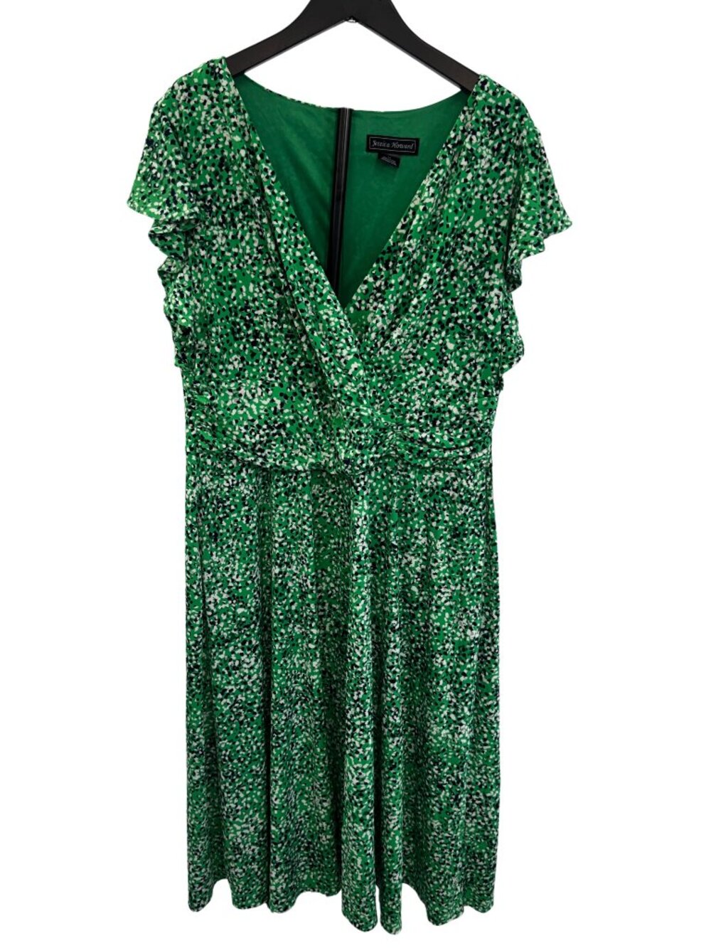 NWT Jessica Howard Green White Animal Print Knee Length Dress‎ Sz 18